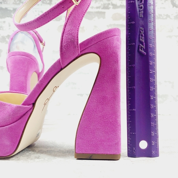 NEW Jessica Simpson Fuchsia Purple Buckle Ankle Strap Platform Heels M1004 - Picture 9 of 13
